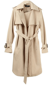 LALANG Loose Leisure Clothes Trench Coat Long Outerwear Khaki  