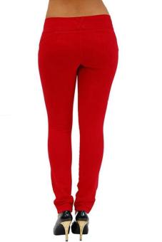 LALANG New Women's Stretch Leggings High Waist Pants Red  