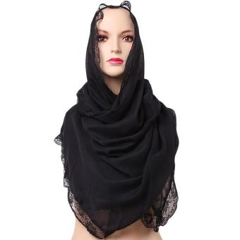 LALANG Women Muslim Voile Hijab Islamic Headwear Scarf Arab Shawls Headscarf Black  