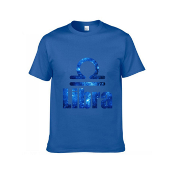 Latest Version 12 Constellations Short-sleeved T-shirt Pure Cotton Libra blue S - intl  