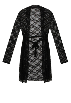 Lavabra Lavabra Sweet Lingerie - Chloe French Full Lace Elegant Kimono - Black  