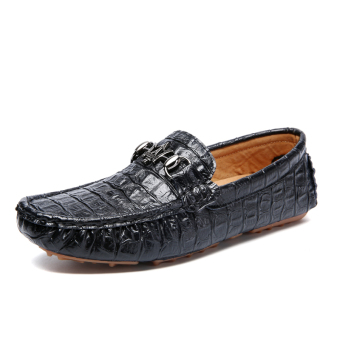LBW Summer Men's Leather Crocodile Shoes(black)  
