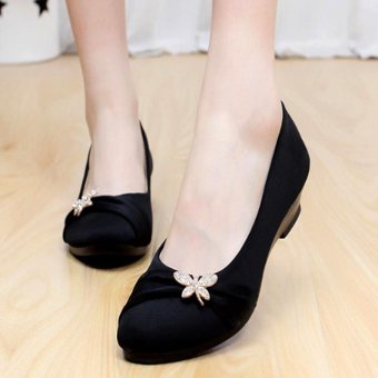 LCFU764 Crystal Professional heels comfortable wedges work shoes (black)  