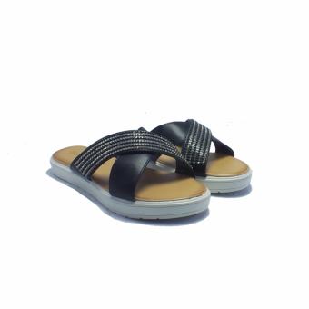 Leah Slide Sandals in Black  