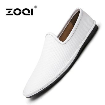 Leather Shoes ZOQI Men's Fashion Casual Shoes Low Cut Formal Shoes (White) - intl  