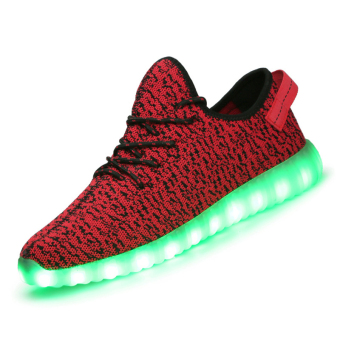 LED Sneaker + Unisex Fashion LED Light Lace Up Sportswear Sneaker Casual Shoes (Red)  