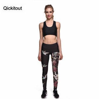Leggings 2017 New Fashion Cool Style Bird Digital Print Women Sexy Pants Work Out Trousers Ropa Plus size L(Black) - intl  