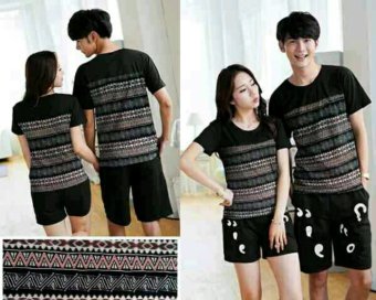 legiONshop-stelan(atasan+celana)kaos pasangan/t-shirt couple BATIK ZIG-full black  