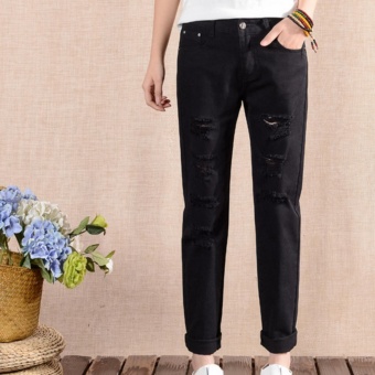 Leyi Ms. Han edition nine points loose jeans Black - intl  