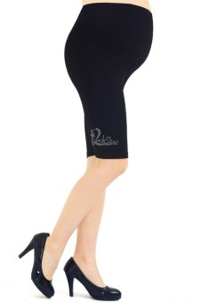 Liang Rou Maternity Over Belly Stretch Short Leggings With Decoration Color Black  