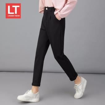Likener Trend Women Pant Button Ankle-Length Harem Pants (Black) - intl  