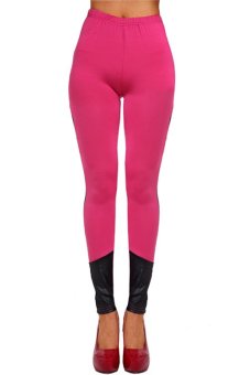 Linemart Punk Solid Bandage Joint Elastic Legging (Red)  