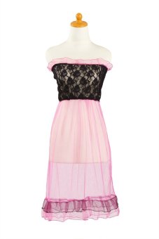 Lingeriexlingerie L-1003 Sexy Transparent Pink Tile Lingerie Dress  