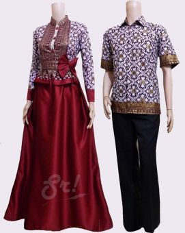 Lokal Batik Couple Gamis Sarimbit Sri Rejeki Solo BC484 (maruun)  