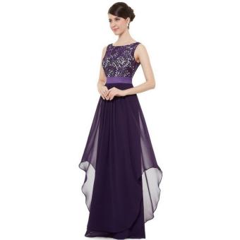 Long Chiffon Bridesmaid Dress V-back Evening Gown Prom Party Dress purple - intl  