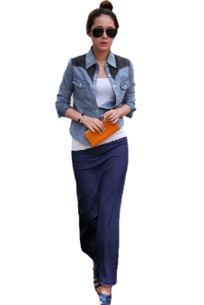 Long Maxi Slim Package-Hip Modal Skirt (Navy Blue)  