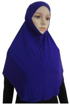 Long Muslim Turban with Under Scarf Inner Cap Hat Hijab Neck Cover Headwear (Blue)  