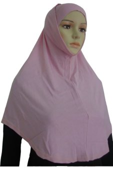 Long Muslim Turban with Under Scarf Inner Cap Hat Hijab Neck Cover Headwear (Dark Pink)  