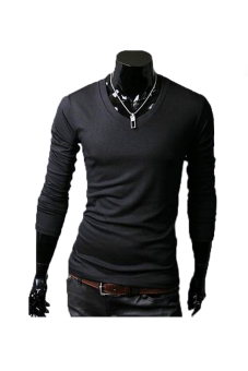 Long Sleeve Men Slim T-shirts Tee Tops ( Black ) (Intl)  