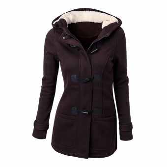 Long Sleeve Sweatshirts Zipper Pockets New Winter Fall Women Jacket Coat Fleece Hooded Overcoats Casual Slim Outwear Coffee - intl  