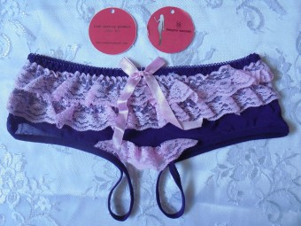 Love Secret G-String Lace 2071-1 Purple and Lace Pink  