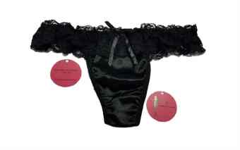 Love Secret Sexy Satin Panties/Underwear 8013-2 ~ Black Lace Black  