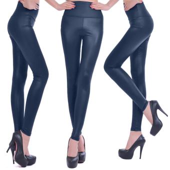 LT365 Women’s Faux Leather Legging Tights High Waist Navy Blue-M - intl  