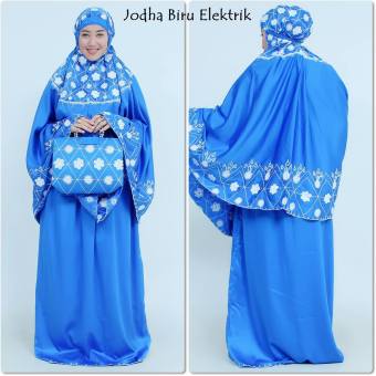 Madeena Mukena Velvet Jodha Biru Elektrik  