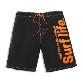 Male Beach Active Shorts Bermuda Drying Fast Men Swimwear Swimsuit Boxer Trunks Men Bottoms Boardshorts 3XL(Black) - intl  
