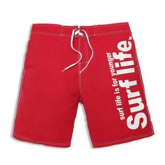 Male Beach Active Shorts Bermuda Drying Fast Men Swimwear Swimsuit Boxer Trunks Men Bottoms Boardshorts L(Red) - intl  