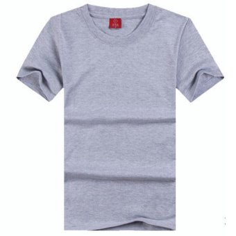 Male Female Cotton O-neck Wild Short-sleeved T-shirt(Grey)  