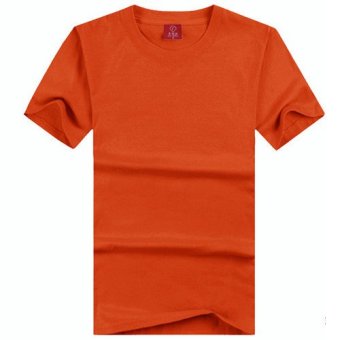 Male Female Cotton O-neck Wild Short-sleeved T-shirt(Orange Red)  