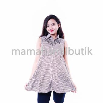 Mama Hamil Baju Hamil Kutung Katun Kotak Modis - Coklat  