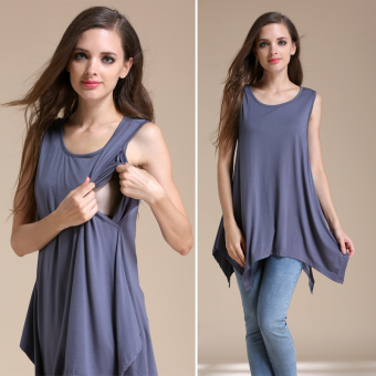 MamaLove Modal Nursing tank Maternity Clothes Summer Maternity tops Breastfeeding Tops Pregnancy Clothes For Pregnant Women(Grey)Fit (M~XXL)  
