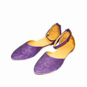 Marlee - Pointed Toe Ankle Strap Flat Shoes ERHN-02 Ungu  
