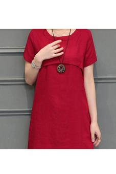 Maternity Clothing Wear Breast Feeding Maternity Dresses Clothes for Pregnant Women Pregnant Dress(wine red) - intl  