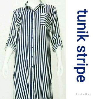 MAYA Moslem Wear Tunik Stripe (navy white)  
