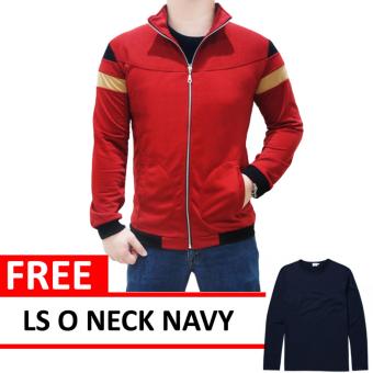 Mazzo Jacket Red Free LS O Neck Navy  