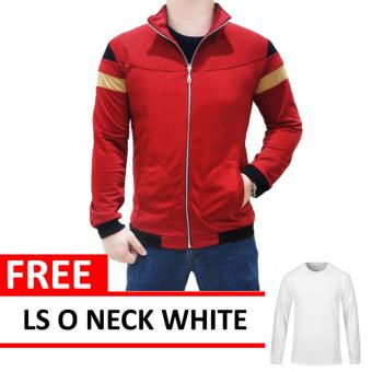 Mazzo Jacket Red Free LS O Neck White  