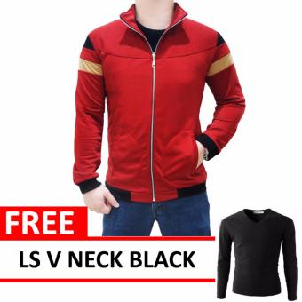 Mazzo Jacket Red Free LS V Neck Black  