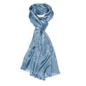 Mehar Collection Silk Jacquard Scarves Pashmina Blue sky  
