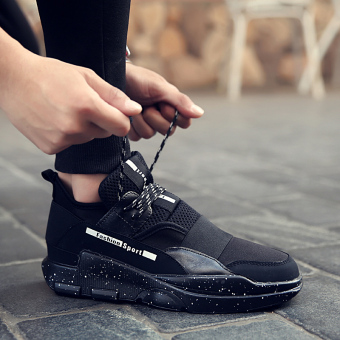 Men Casual Shoes Fashions Men Shoes Luxury Brand Black High Top Flats Sneakers (Black) - intl  