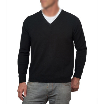 Men Casual Slim Fit V-neck Knitted Cardigan Pullover Jumper Sweater Tops Black - intl  