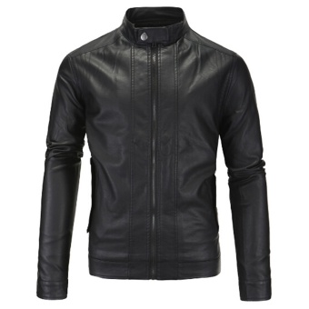 Men Fashion Motorcycle Jacketnew Autumn and Winter Men PU Leather Jackets Coat - intl  