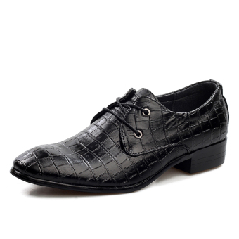 Men Fashion Pointed Formal Lace-ups Men Leather Shoes (BLACK) - intl  