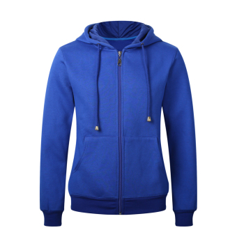 Men Fleece Zip Up Hoody Sweatshirt Jacket Hooded Zipper Top (Dark Blue)(M) - intl  