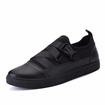 Men Lace-up Breathable Flats Leather shoes-Black - intl  