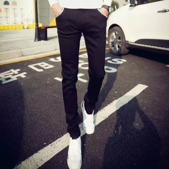 Men long slim fit Jeans Pants 1812 black  