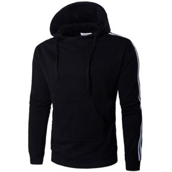 Men 's Casual Fashion Solid Color Hooded Hoodies (Black) - intl  