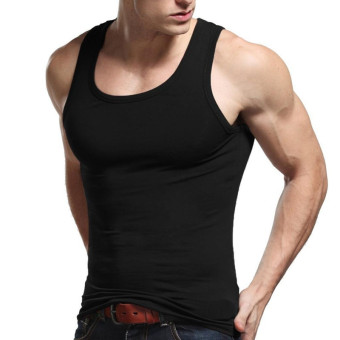 Men Shirts Simple Cotton Men's Sleeveless Vest Based Vest Primer Six Color For Choose (Black) - intl  